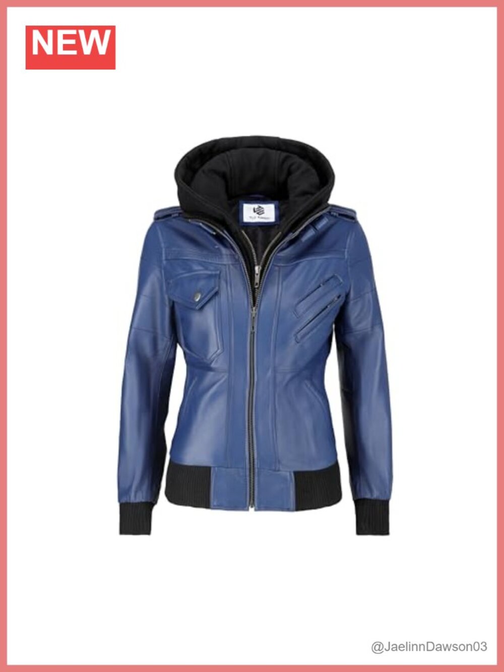 Genuine Sheepskin Leather Bomber Jacket with Removable Hood Womens